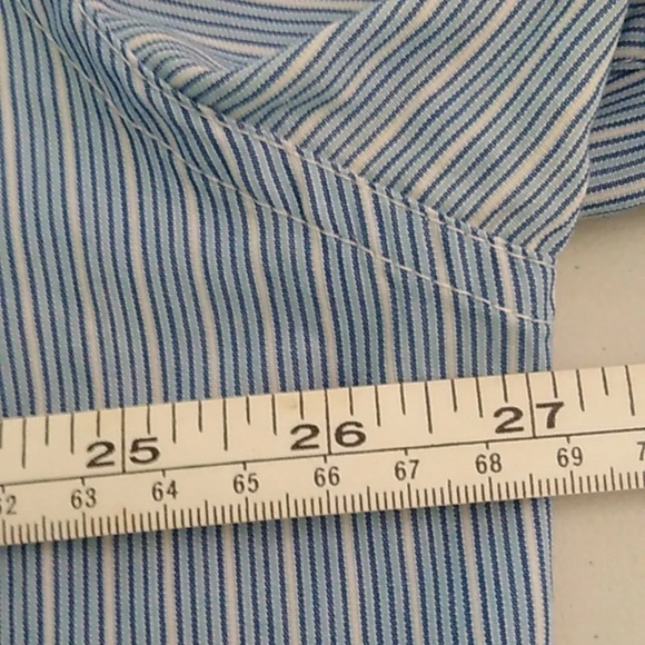 CHAPS BUTTON DOWN EASY CARE LOGO LIGHT BLUE & WHITE STRIPE, SHIRT - Picture 4 of 7